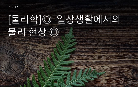 [물리학]◎  일상생활에서의 물리 현상 ◎