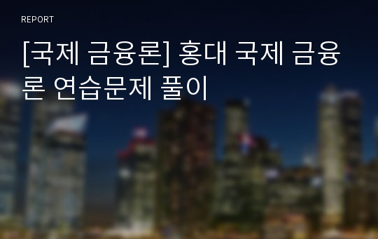 [국제 금융론] 홍대 국제 금융론 연습문제 풀이