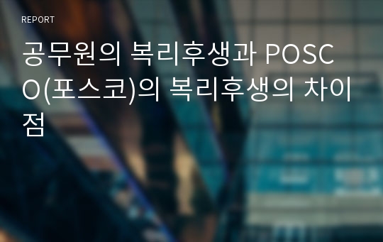 공무원의 복리후생과 POSCO(포스코)의 복리후생의 차이점