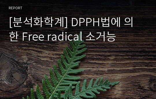[분석화학계] DPPH법에 의한 Free radical 소거능