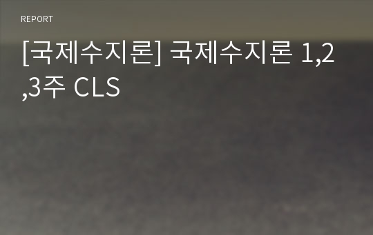 [국제수지론] 국제수지론 1,2,3주 CLS