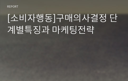 [소비자행동]구매의사결정 단계별특징과 마케팅전략