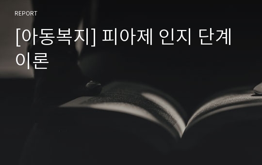 [아동복지] 피아제 인지 단계 이론