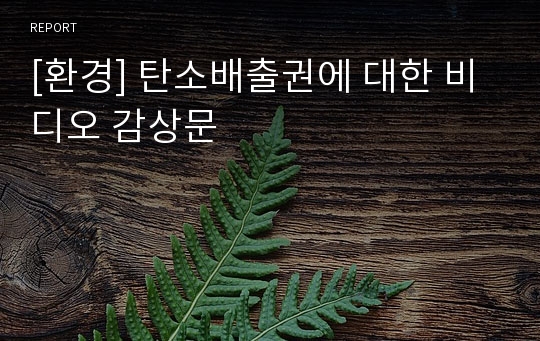 [환경] 탄소배출권에 대한 비디오 감상문