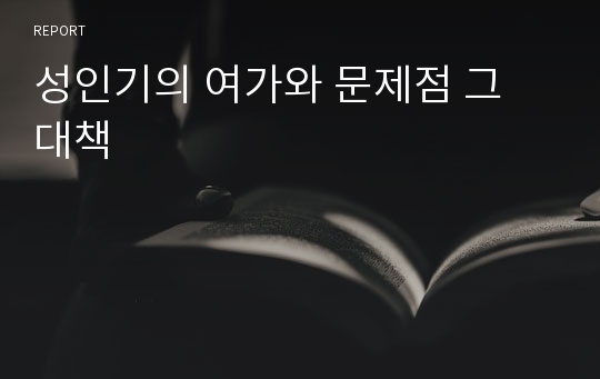 성인기의 여가와 문제점 그 대책