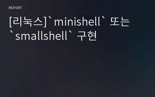 [리눅스]`minishell` 또는 `smallshell` 구현