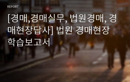 [경매,경매실무, 법원경매, 경매현장답사] 법원 경매현장 학습보고서