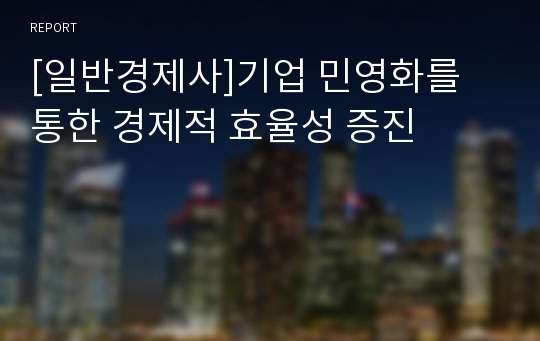 [일반경제사]기업 민영화를 통한 경제적 효율성 증진