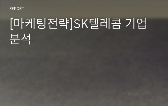 [마케팅전략]SK텔레콤 기업분석