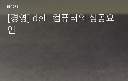 [경영] dell  컴퓨터의 성공요인