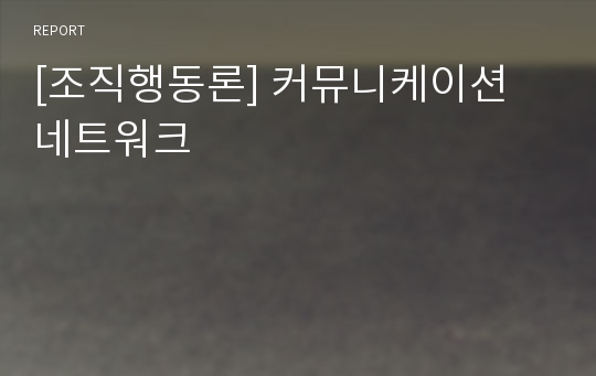 [조직행동론] 커뮤니케이션 네트워크