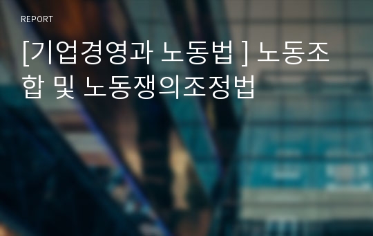 [기업경영과 노동법 ] 노동조합 및 노동쟁의조정법