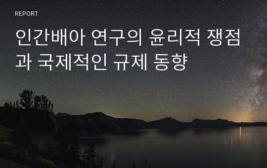 인간배아 연구의 윤리적 쟁점과 국제적인 규제 동향