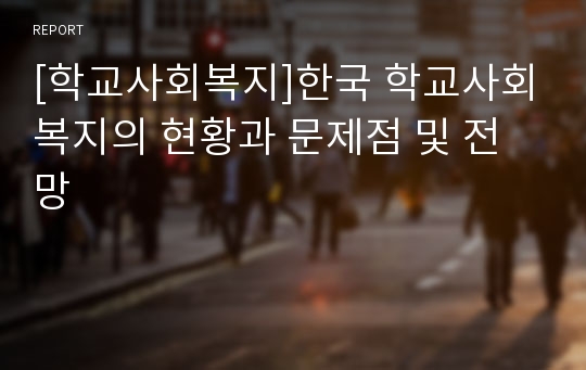 [학교사회복지]한국 학교사회복지의 현황과 문제점 및 전망