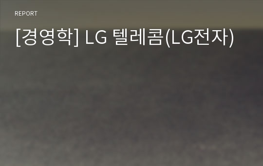 [경영학] LG 텔레콤(LG전자)