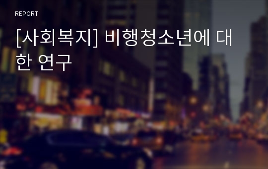 [사회복지] 비행청소년에 대한 연구