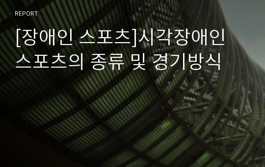 [장애인 스포츠]시각장애인 스포츠의 종류 및 경기방식