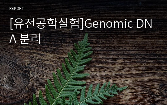 [유전공학실험]Genomic DNA 분리