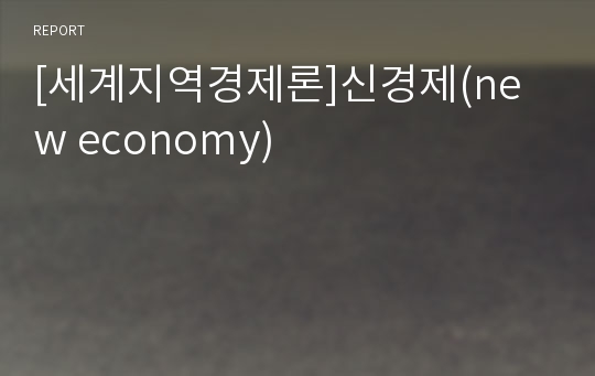 [세계지역경제론]신경제(new economy)