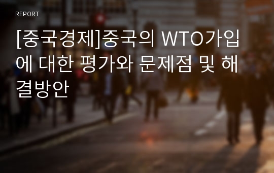 [중국경제]중국의 WTO가입에 대한 평가와 문제점 및 해결방안