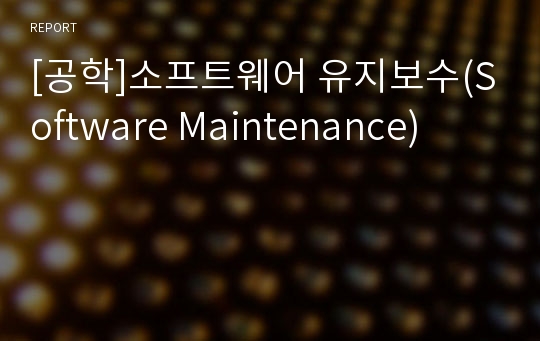 [공학]소프트웨어 유지보수(Software Maintenance)