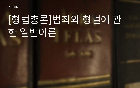 [형법총론]범죄와 형벌에 관한 일반이론