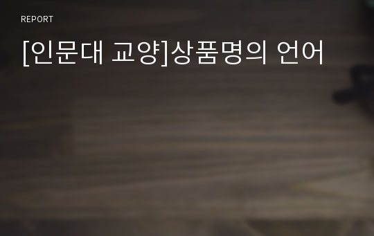 [인문대 교양]상품명의 언어