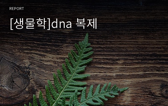 [생물학]dna 복제