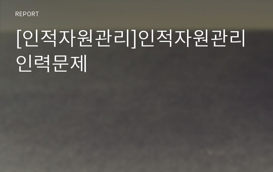 [인적자원관리]인적자원관리 인력문제