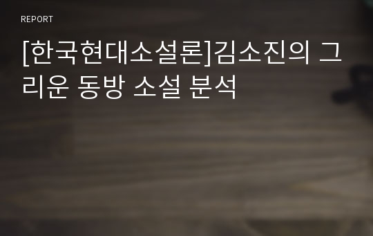 [한국현대소설론]김소진의 그리운 동방 소설 분석