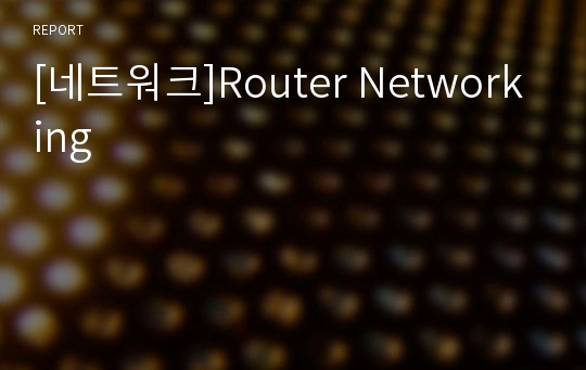 [네트워크]Router Networking