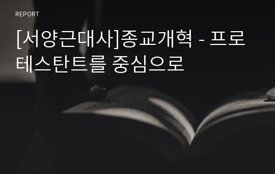 [서양근대사]종교개혁 - 프로테스탄트를 중심으로