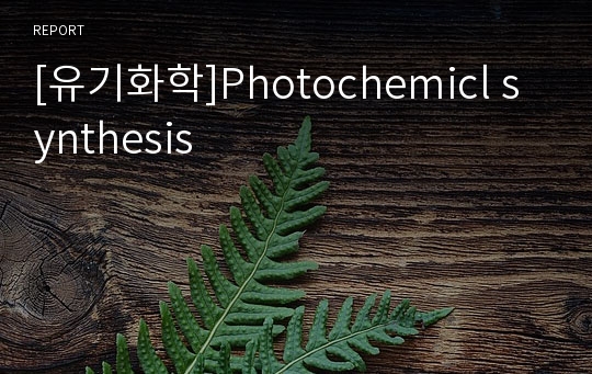 [유기화학]Photochemicl synthesis