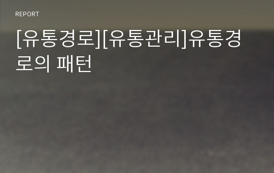 [유통경로][유통관리]유통경로의 패턴