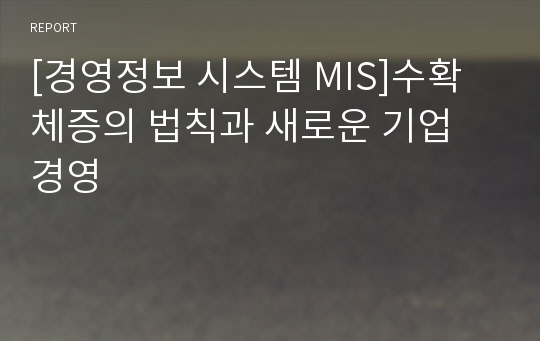 [경영정보 시스템 MIS]수확체증의 법칙과 새로운 기업 경영