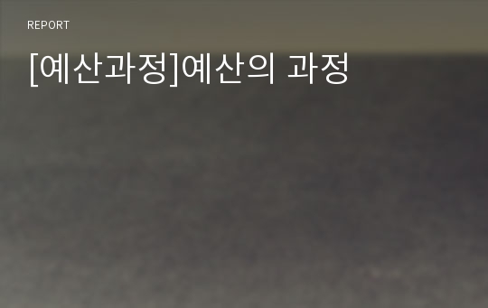 [예산과정]예산의 과정