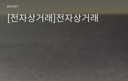 [전자상거래]전자상거래