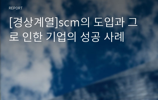 [경상계열]scm의 도입과 그로 인한 기업의 성공 사례