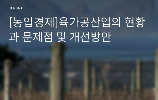 [농업경제]육가공산업의 현황과 문제점 및 개선방안