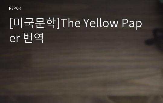 [미국문학]The Yellow Paper 번역