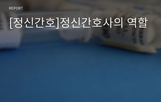 [정신간호]정신간호사의 역할