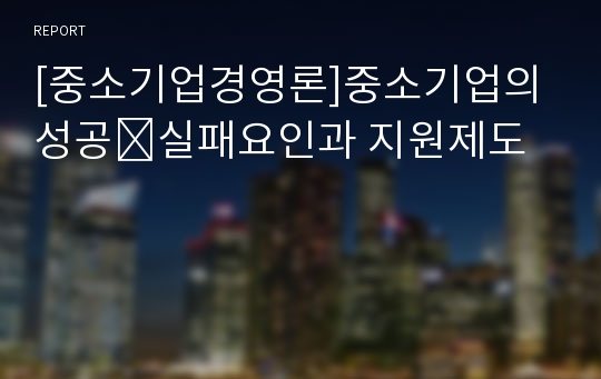 [중소기업경영론]중소기업의 성공․실패요인과 지원제도