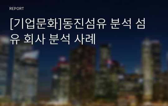 [기업문화]동진섬유 분석 섬유 회사 분석 사례