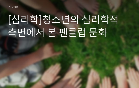 [심리학]청소년의 심리학적 측면에서 본 팬클럽 문화