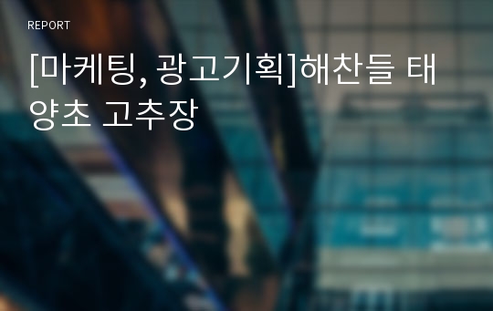 [마케팅, 광고기획]해찬들 태양초 고추장