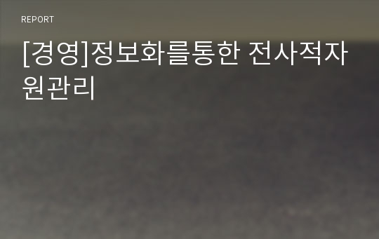 [경영]정보화를통한 전사적자원관리