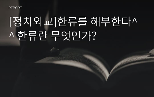 [정치외교]한류를 해부한다^^ 한류란 무엇인가?