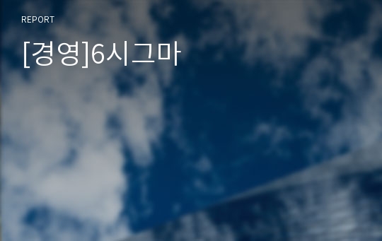 [경영]6시그마