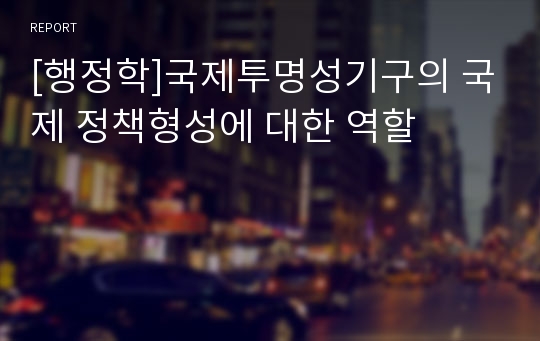 [행정학]국제투명성기구의 국제 정책형성에 대한 역할