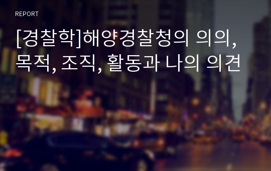 [경찰학]해양경찰청의 의의, 목적, 조직, 활동과 나의 의견